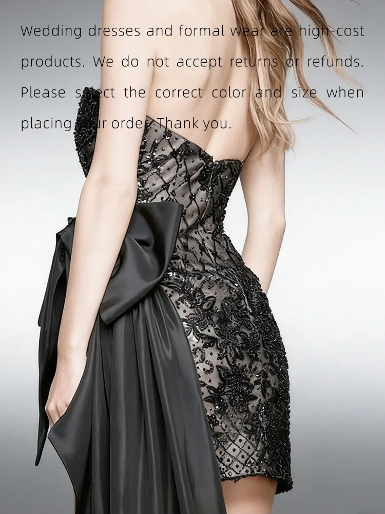 절묘한 끈이 없는 구슬 민소매 셔링 리본 정장 이브닝 드레스 칵테일 파티 댄스 파티 드레스 맞춤형