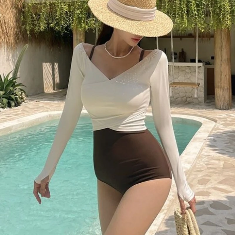 

Elegant Summer Mujer Bikini Set Two Piece Long Sleeve Tankini With Cover Up Casual Comfortable Swimwear Female Beach Swimsuits