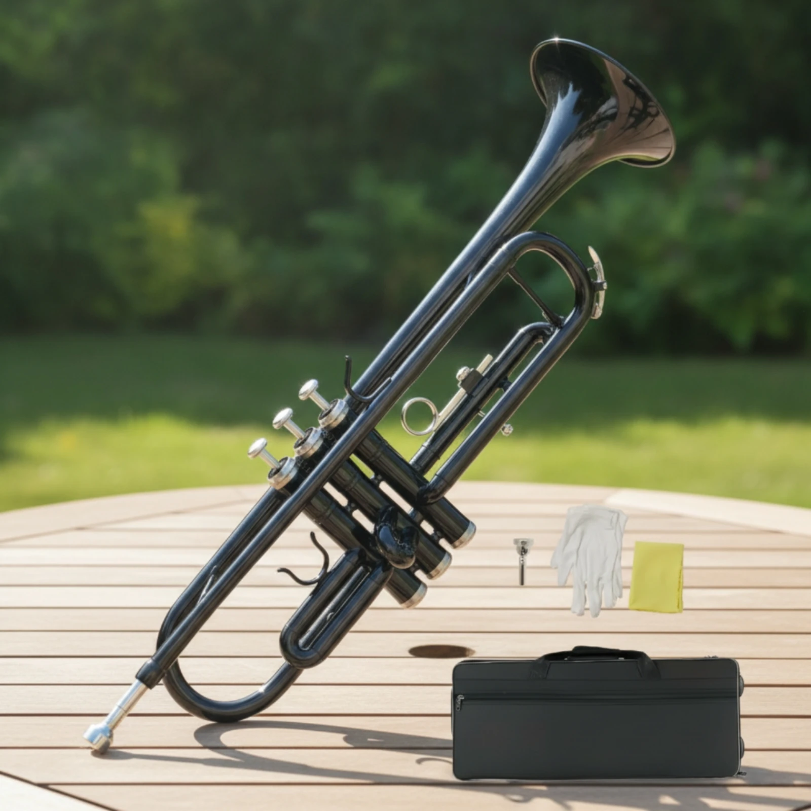 B-Flat Trumpet Compact Trumpet with Case Brass Instrument Sturdy Stage-Ready for Beginners, School Band, Music Lessons