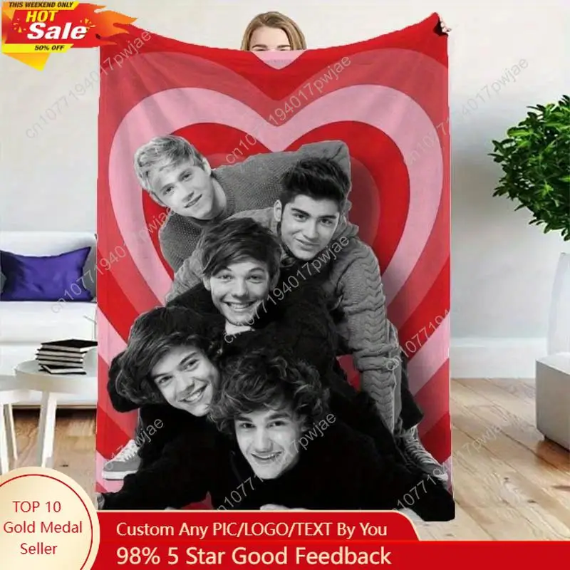 

One Direction Inspired Theme Print Plush Blanket Comfortable All-Season Home Decor Versatile for Office Sofa Custom blankets