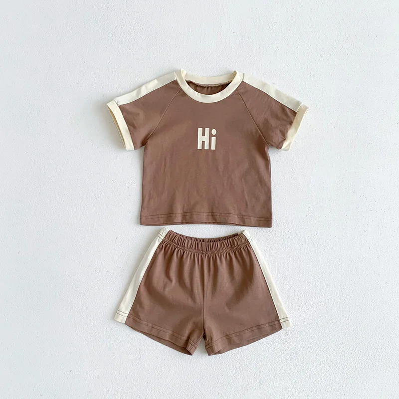 MILANCEL Summer Baby Clothes Set  Letter Print Boys Clothing Suit Brief Tee and Shorts Suit