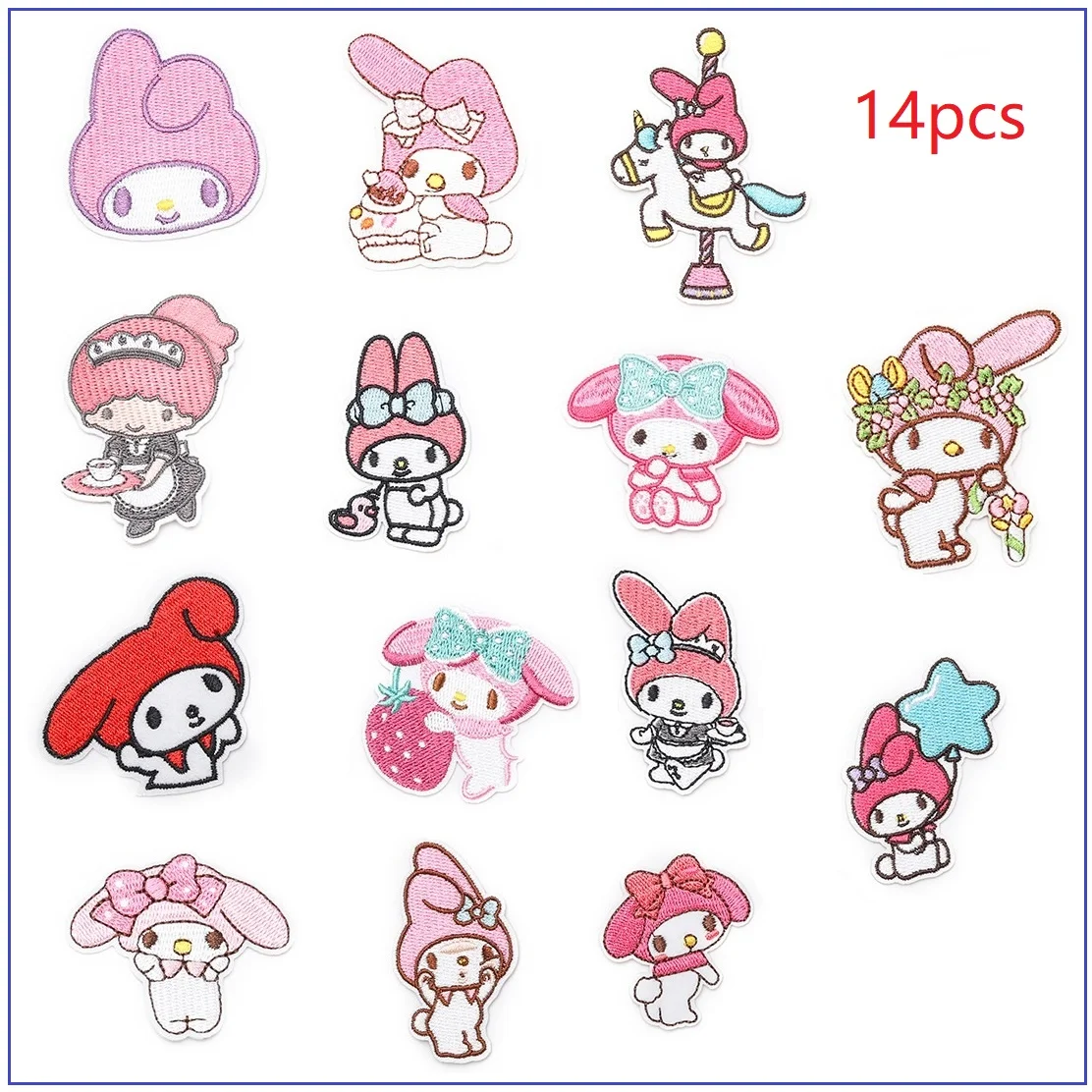 8/14Pcs Cartoon Kuromi Anime Melody Applique For Sew Child Clothes Iron on Embroidery Patch DIY Kwaii T-shirt Coat Decor Badge