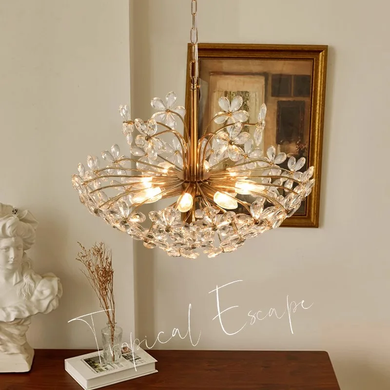 French crystal chandelier French pastoral American retro style Bedroom dining room Cloakroom Light luxury modern lamps