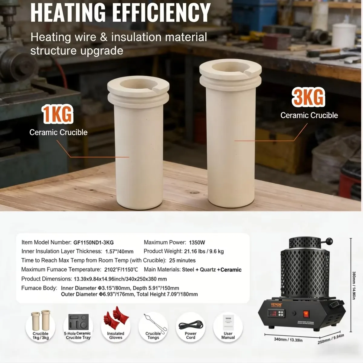 Electric Metal Smelting Machine Ceramic Crucible Gold Melting Kit Pottery Wheel Forming Tool Jewelry Casting Foundry Equipment