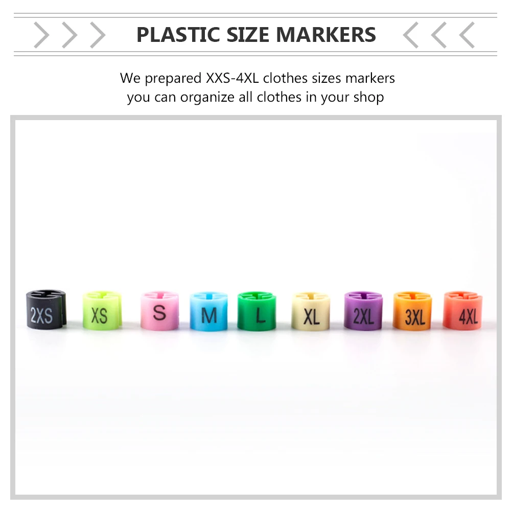 

90pcs Size Clip Clothing Tags Plastic Hanger Markers Color Coding XXS 4XL Organizers Garment Household Tools