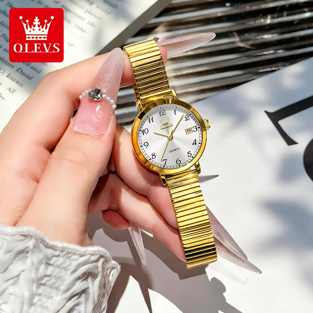 

OLEVS 7130 Original Elegant Woman Watches Quartz Wristwatch Waterproof Luminous Date Watches For Woman Mesh Strap Reloj