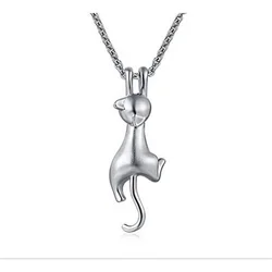 New Style White Gold Charm Cute Cat Pendant Necklace Jewelry Diy