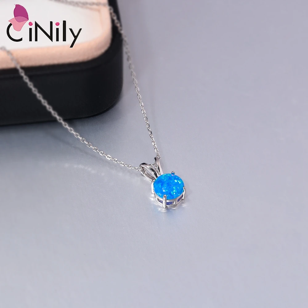 CiNily Authentic. Solid 925 Sterling Silver Pendant Created Blue White Fire Opal Wholesale for Women Jewelry Pendant SP007-08