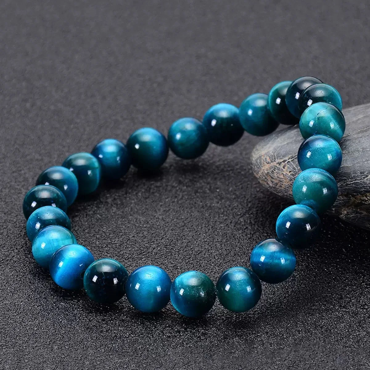 1Pc 6/8/10mm Minimalist Blue Tiger Eye Stone Beaded Bracelet Natural Stone Round Beads Bracelet For Daily Decoration