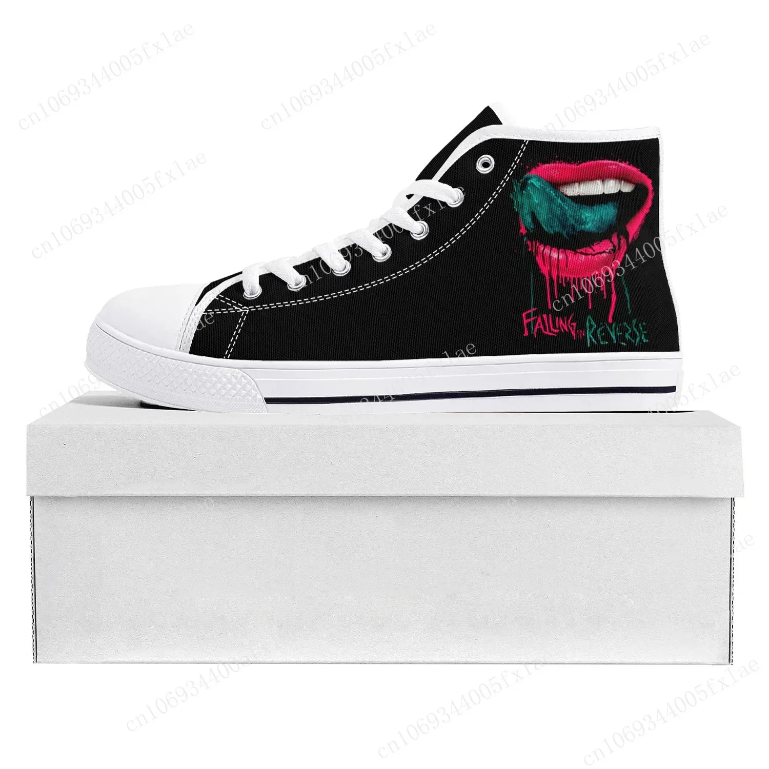 Falling In Reverse Punk Rock Band High Top High Quality Sneakers Mens Womens Teenager Canvas Sneaker Couple Shoe Custom Shoe