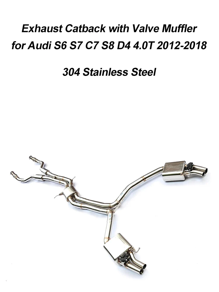 Ecnal Auspuff-Catback-System mit Ventil-Schalldämpfer für Audi S6 S7 RS6 RS7 C7 S8 D4 4.0T 2012-2018 SS304 Ventilgesteuertes Auspuffsystem
