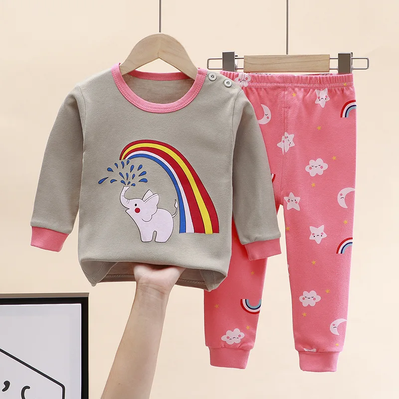 New Kids Boys Girls Pure Cotton Pajamas Cute Cartoon Long Sleeve Pyjamas Toddler Baby Autumn Sleepwear Children's Clothing Sets