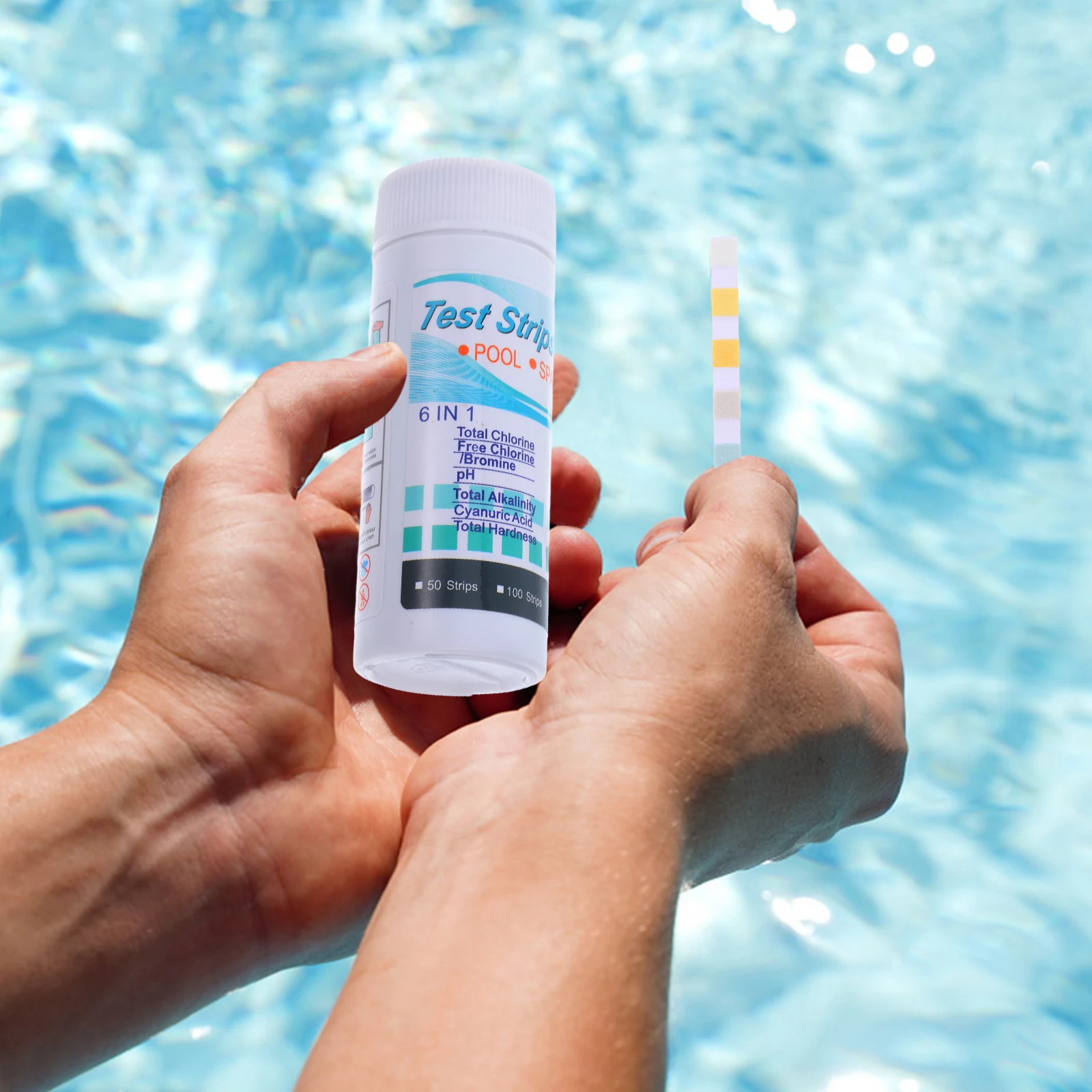 

6 In 1 Pool Water Test Strips Ph Total Chlorine Alkalinity Cyanuric Acid Hardness Testing Paper For Spa Pool