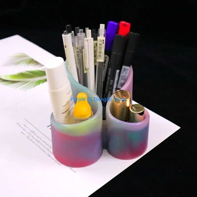 L21E Cosmetic Holder Storage Box Shiny Silicone Cup Mold for Epoxy Resin Crafts