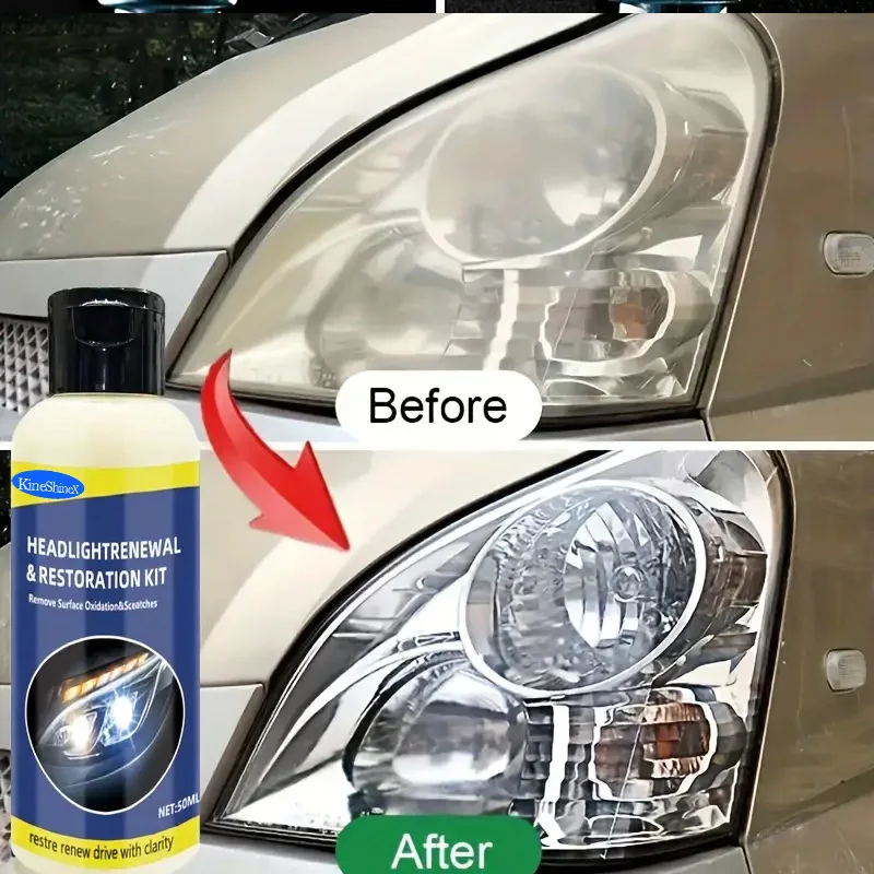 

Car Headlight Restoration Polish Liquid - Oxidation & Yellow Stain Remover for Foggy Lens Revival + Portable DIY Repair Kit