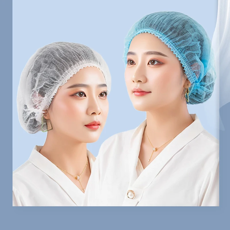 

Одноразовые колпачки из нетканого материала, чехлы на голову для пищевой промышленности, сетчатые колпачки для волос, дышащие пыленепроницаемые колпачки