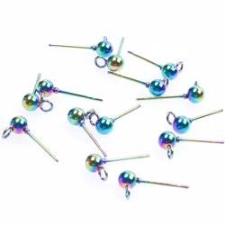 10pcs/Lot Rainbow Color Ear Studs Stainless Steel Accessories DIY Jewelry Making Supplies Handmade Earrings Material Components