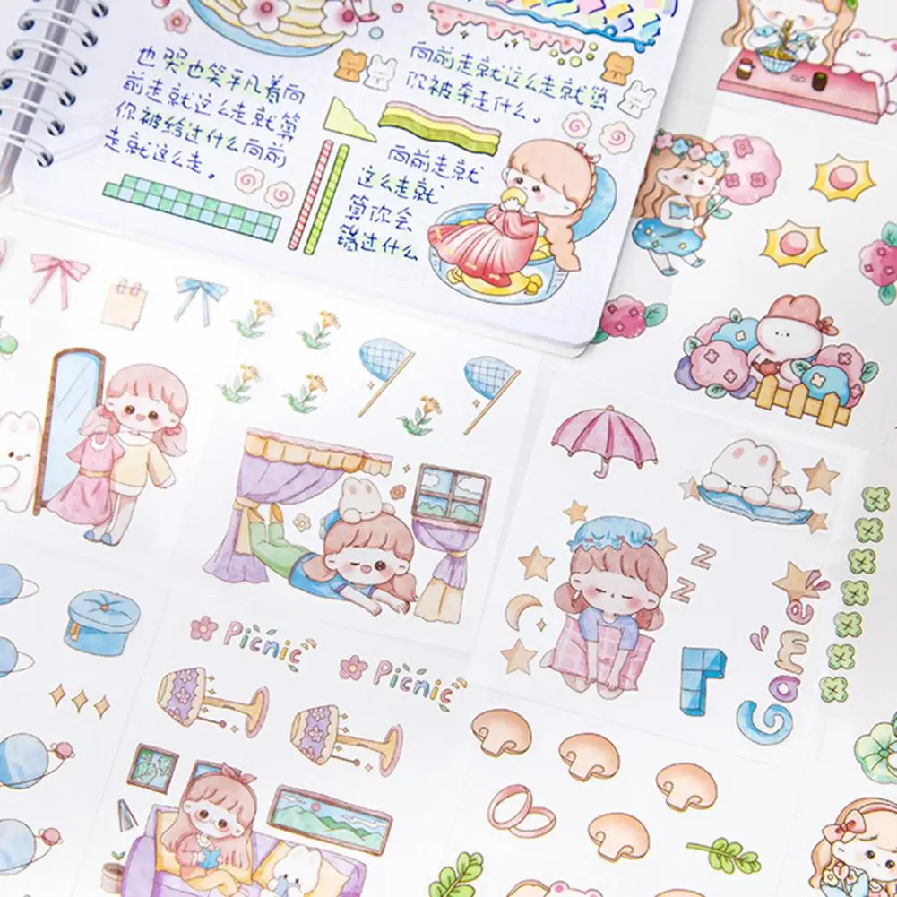 20Pcs Fancy Diary Notebook Planner Scrapbook Sticker Super Sticky Scrapbook Sticker Paste Repeatedly for Children