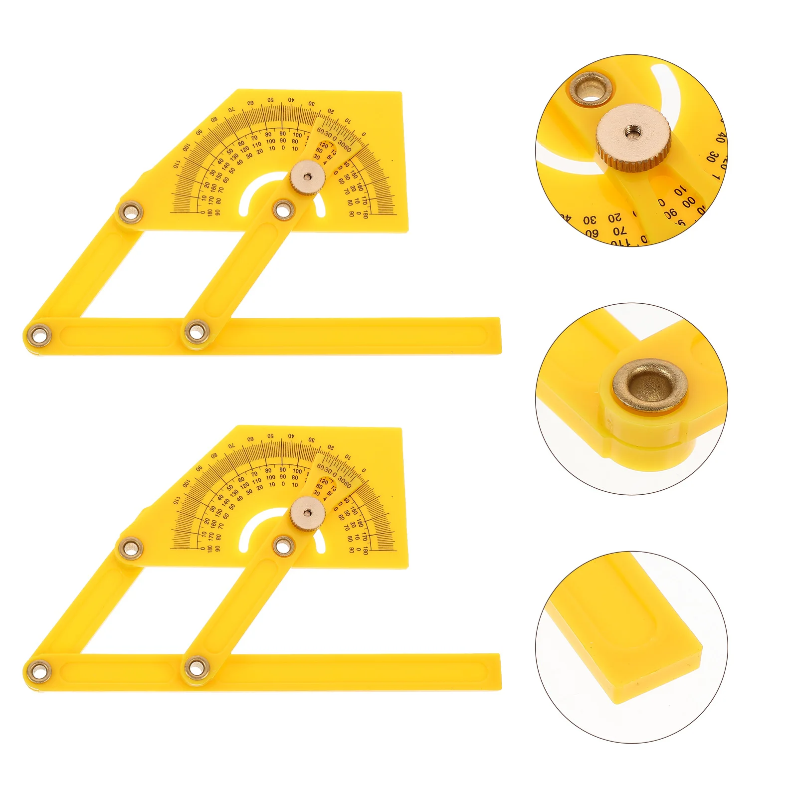 2 Pcs Protractor Carpentry Ruler Woodworking Angle Arm Professional Measuring Yellow Gauge Tool