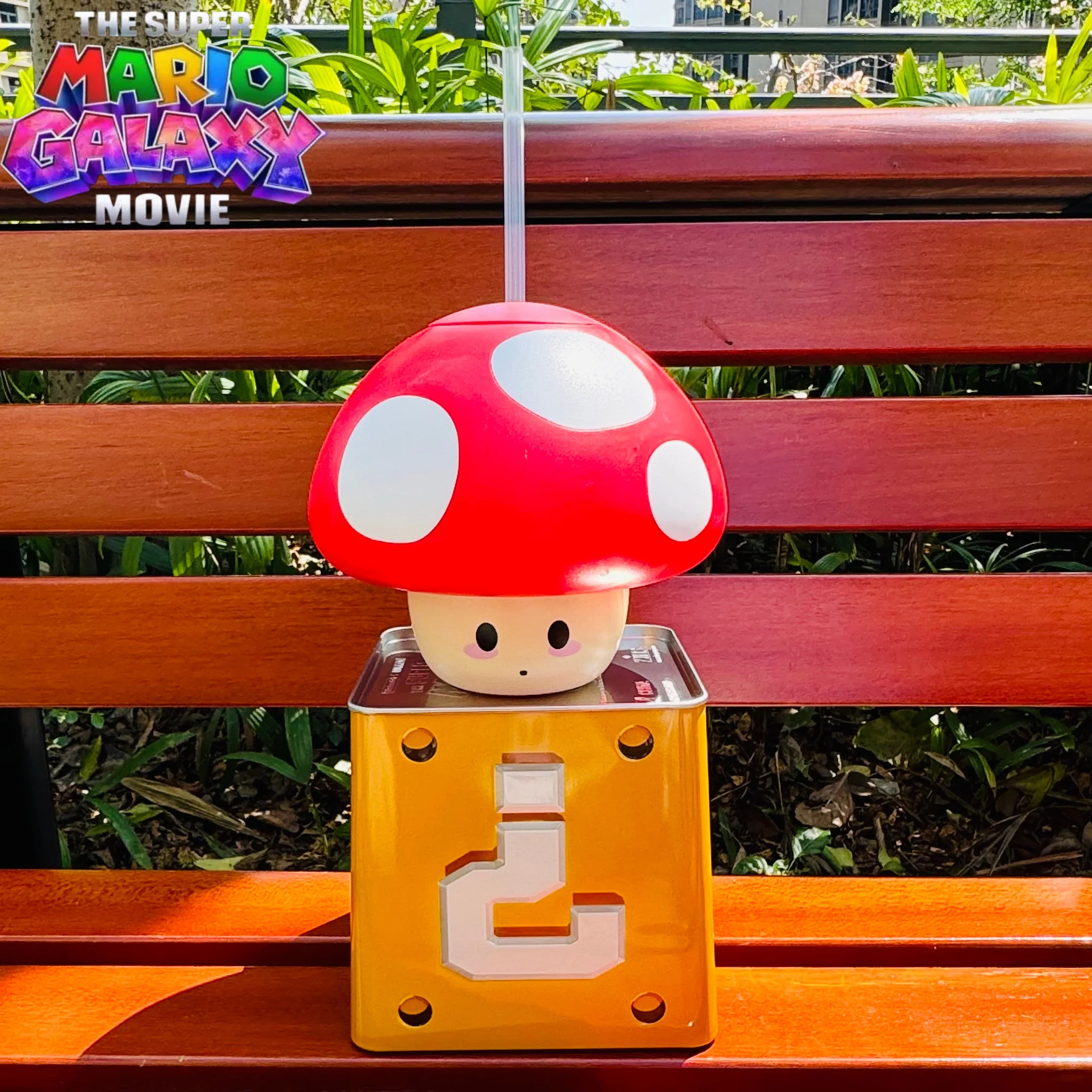 Cubo de Palomitas de Maíz con Diseño de Signo de Interrogación y Hongo de la Película Super Mario Galaxy, Regalos Coleccionables de Cine