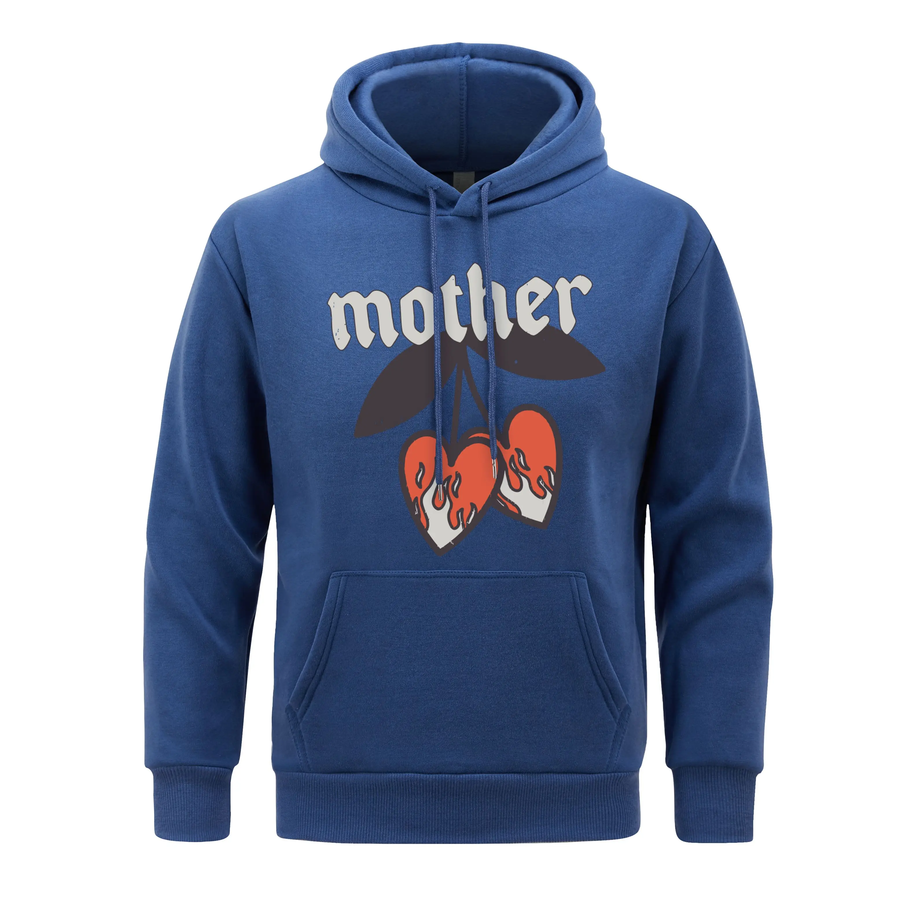 Warm Love Cherry Men Hoodies Mother Letter Hooded Fruit Hoodie Man Soft Fleece Spring Autumn Clothes