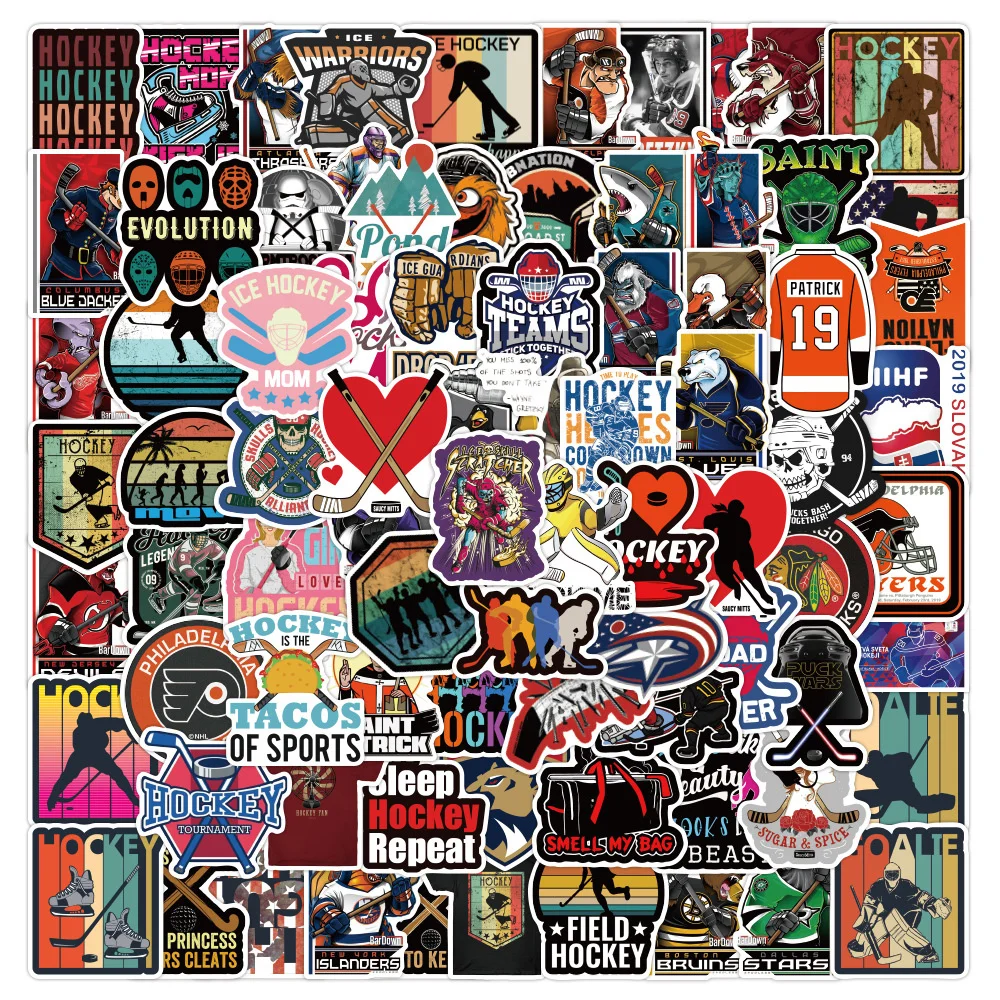 10/30/50PCS Non-repetitive Hockey Graffiti Personality Trend Guitar Decoration Sticker Water Cup Computer Sticker Wholesale