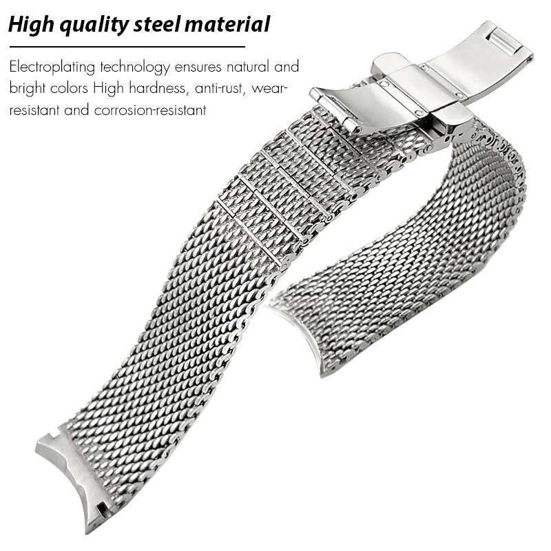 سوار ساعة من الفولاذ المقاوم للصدأ مقاس 20 ملم لساعة بريتلينغ توب تايم B01 حزام ساعة معدني منسوج من الفضة ميلانو #4