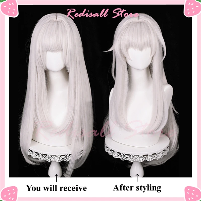 Clara Wig Cosplay 75cm Long Straight Hair Pink Silver White Gray Synthetic Scalp 2023 Halloween Game Headwear