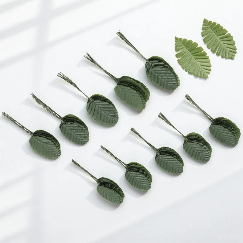 

200Pcs Artificial Plant Leaves Quality Material Dark Green Decorative Leaves Indoor Home Party Flower Arrangement Accessories
