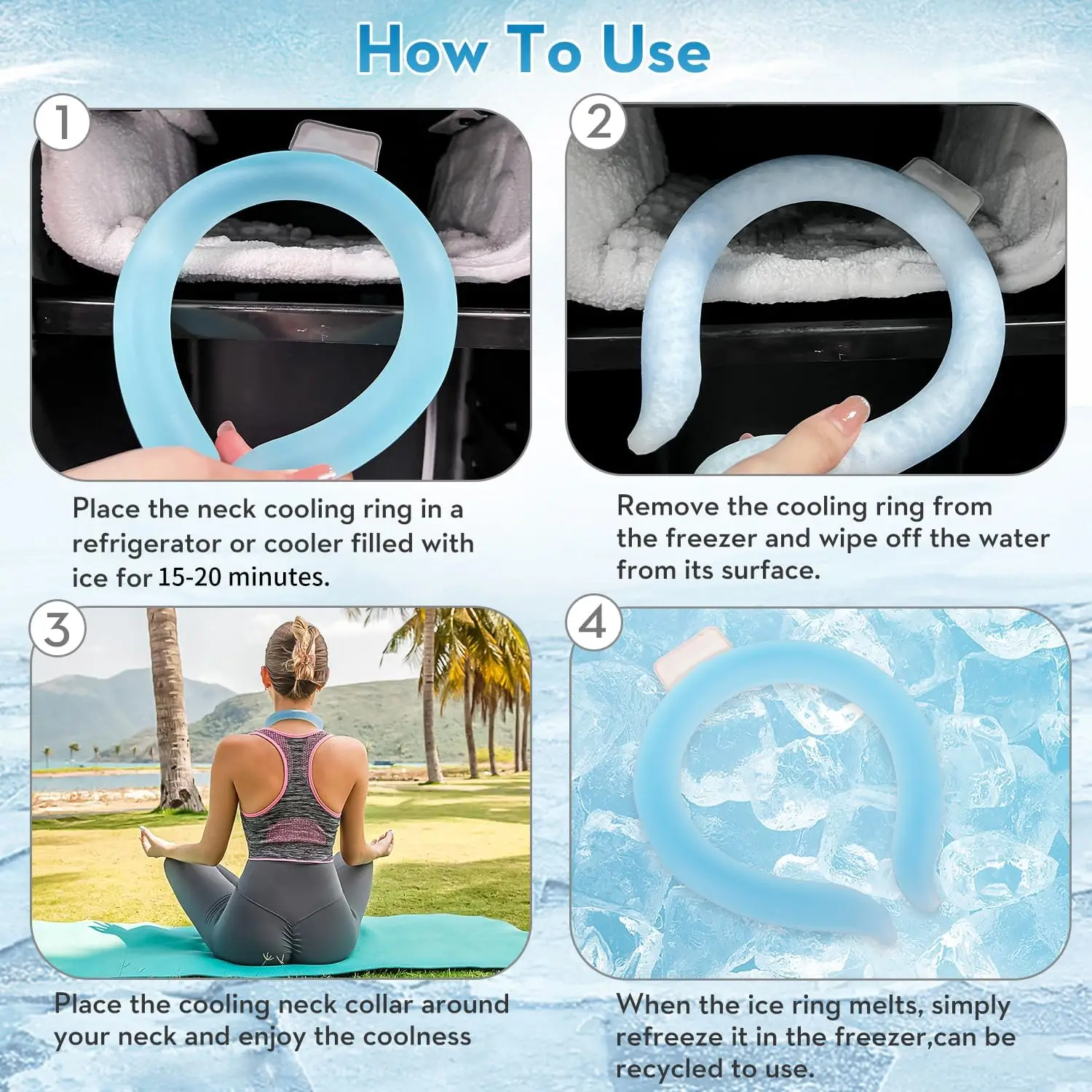 Neck Cooling Tube with Cold Insulated Bag,Reusable Ice Neck Ring Wearable Body Cooler Products for Summer Heat
