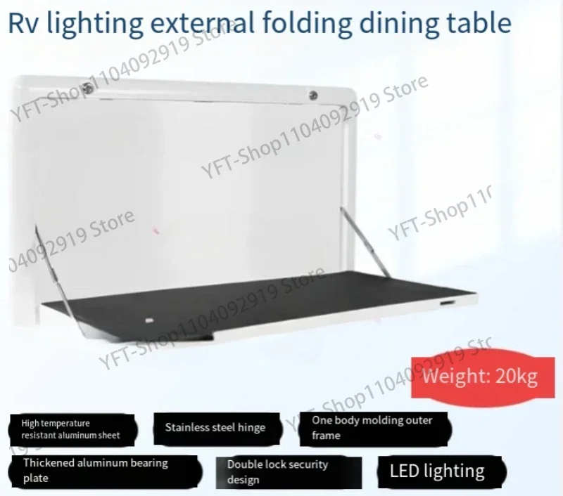 RV modification accessories, RV external folding dining table, RV with lights external dining table external hanging dining tabl