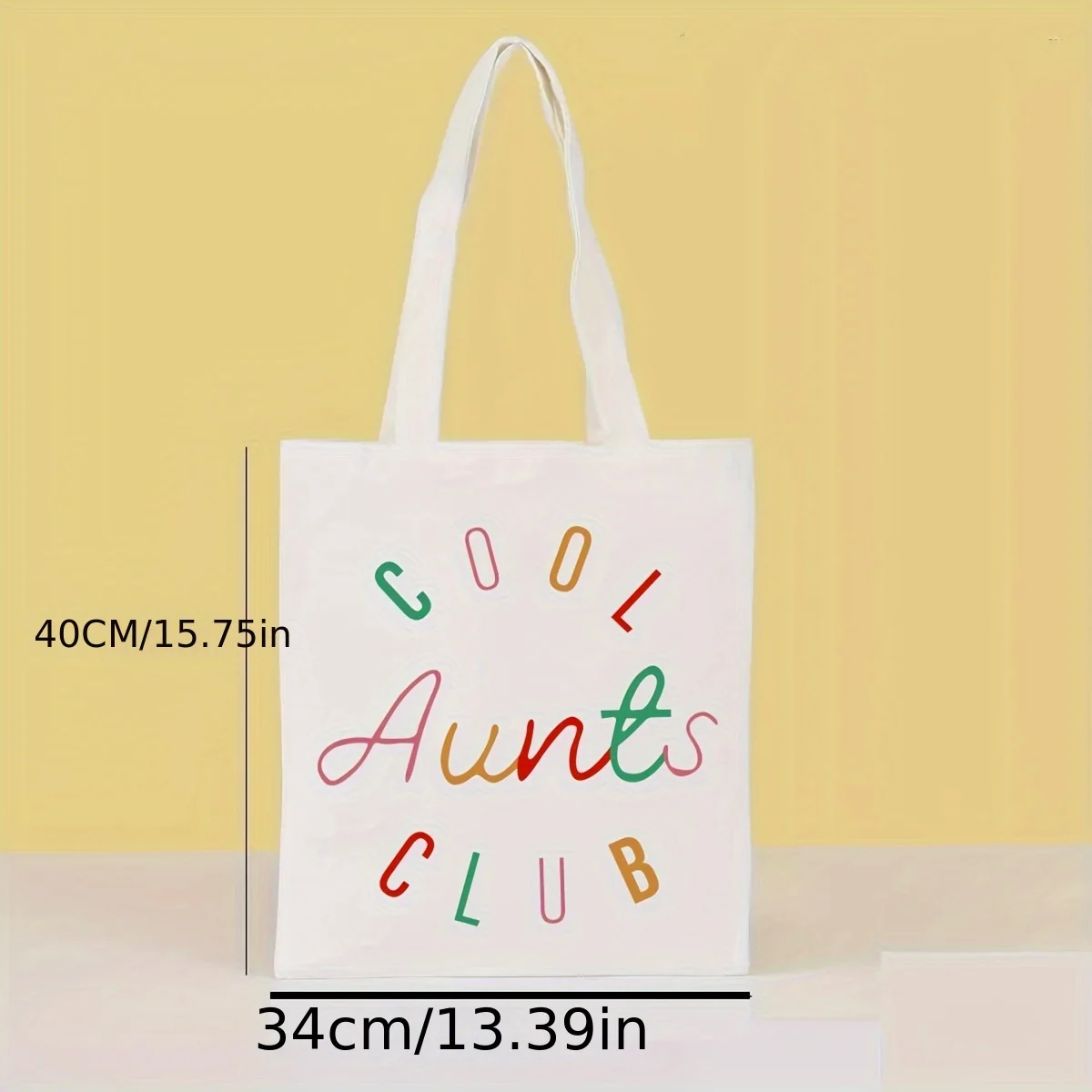 Retro Cool Aunts Club Canvas Tote Bag Colorful Letter Print Reusable Shopping Bag Auntie Gift Bag
