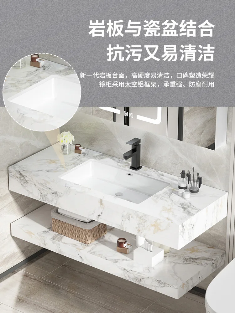 Rock slab integrated basin washbasin toilet washbasin cabinet combination double bathroom cabinet modern simple washbasin pool
