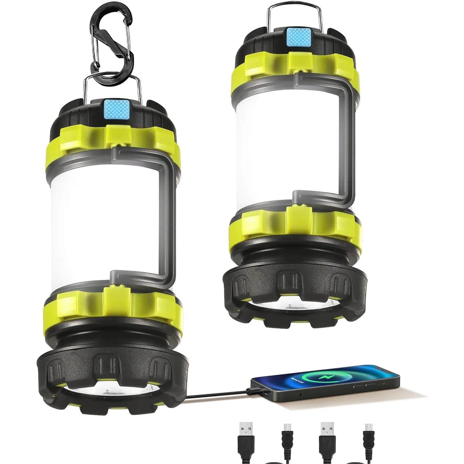 

LED Camping Lantern Flashlight Rechargeable, Portable Torch with 6 Light Modes, 3600mAh Power Bank, USB C, for Hurricane