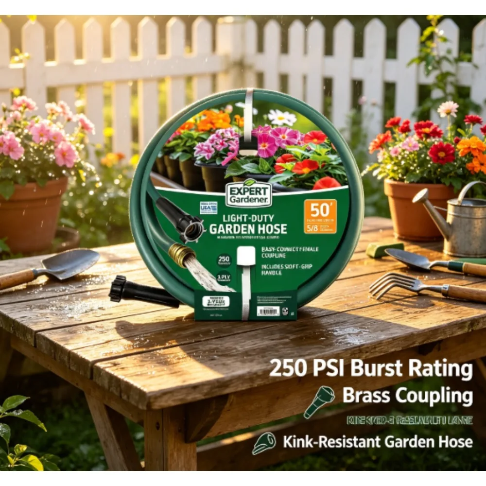 Professional gardener's 5/8 inch x 50 ft lightweight garden hose