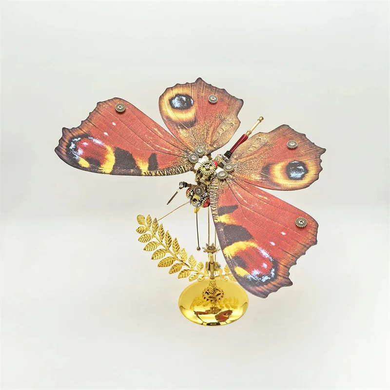 DIY Punk Butterfly with Base Cyberpunk Mechanical Insects Metal Assembly Model Kit 3D Puzzle Handmade Toys for Adults Kids