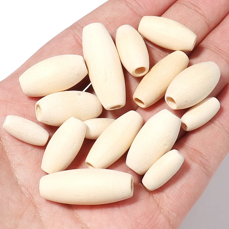 50/100pcs Natural Wooden Long Oval Shape Bead Loose Spacer Beads for DIY Handmade Bracelet Necklace Jewelry Making Accessories