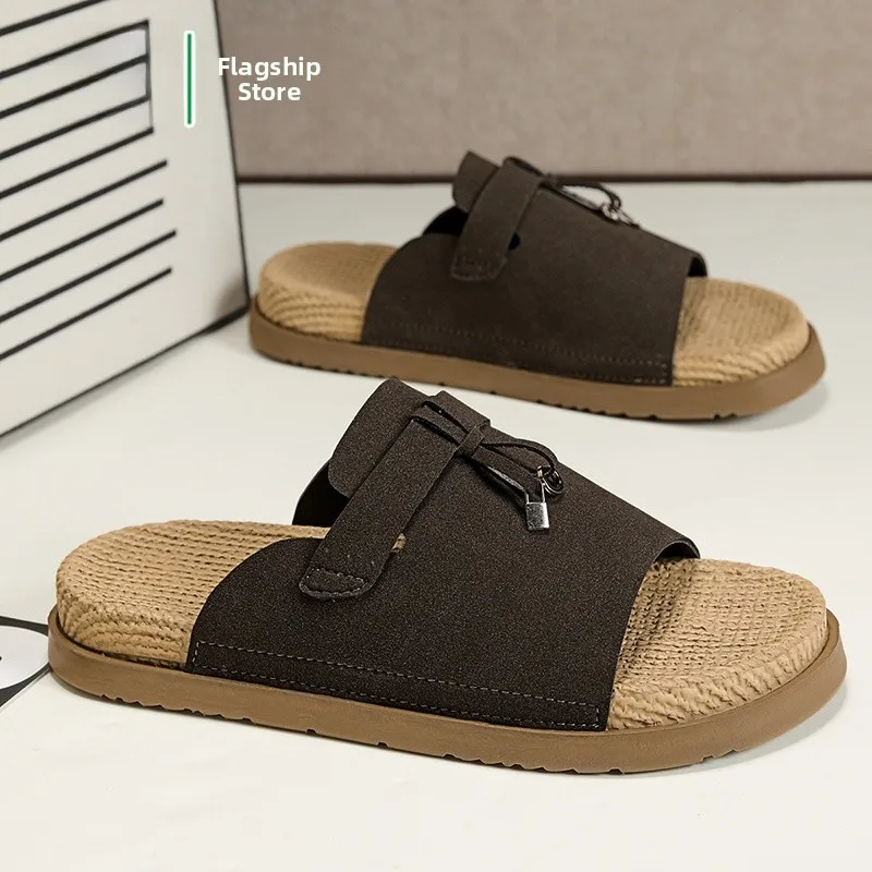 Birkent Style Men's Slippers Summer Outdoor Wear-Resistant Anti-Slip Soft Bottom Flat Sandals Casual Beach Shoes