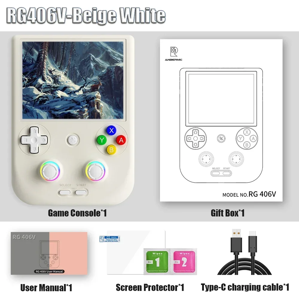 ANBERNIC RG406V Handheld Game Console 4''IPS Touch Screen Android