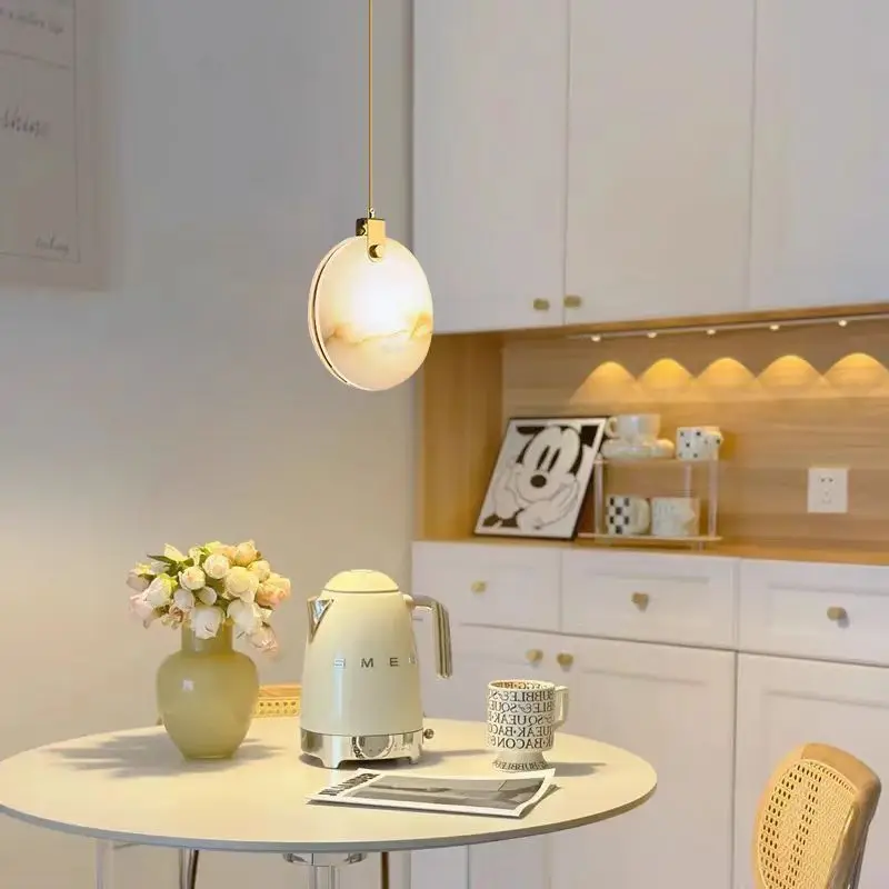 Luxus Runde Marmor Restaurant Kronleuchter Nordic Stein Schlafzimmer Moderne Wohnzimmer Kaffee Tisch Hängen Licht LED Innen Beleuchtung