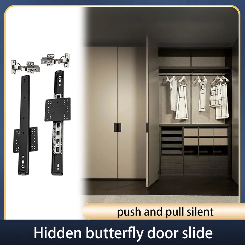 

Wardrobe Folding Swing Door Track Hardware Butterfly Door Inverted Retractable Hidden Cabinet Pocket Door Accessories