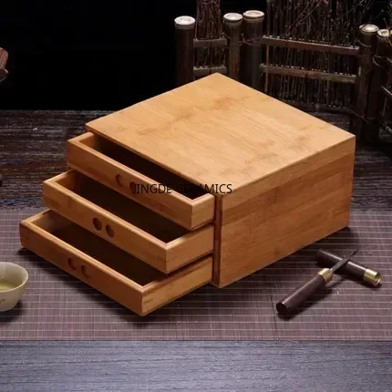 1pc Full Bamboo Tea Box Puer  Canister for Puer Chinese Yunnan Puer Tea Tray/Storage / Organizer /  Jar /organizer Box / Tin