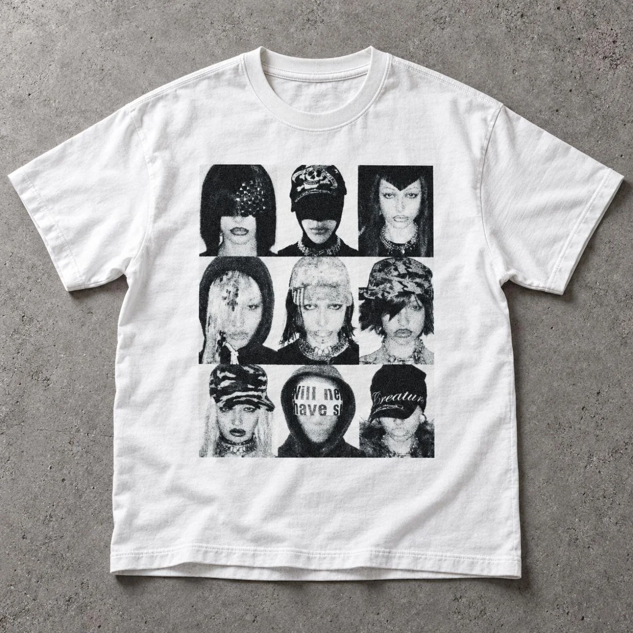 T-shirts featuring trendy prints, gothic style, Y2K Harajuku style, retro millennial-era fashion T-shirts, loose fit, unisex