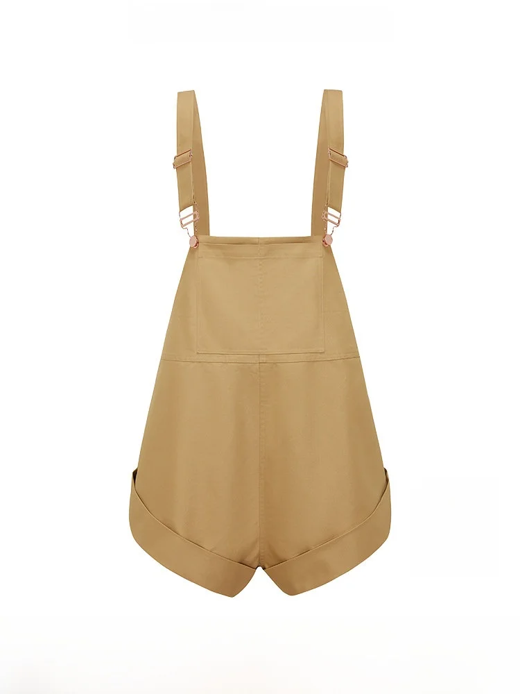 

Pure Color Jumpsuit Casual Design oulder Strap Pants High Waist Wide Leg Commute Sle ort Length YLLE ELLY Spring 2024