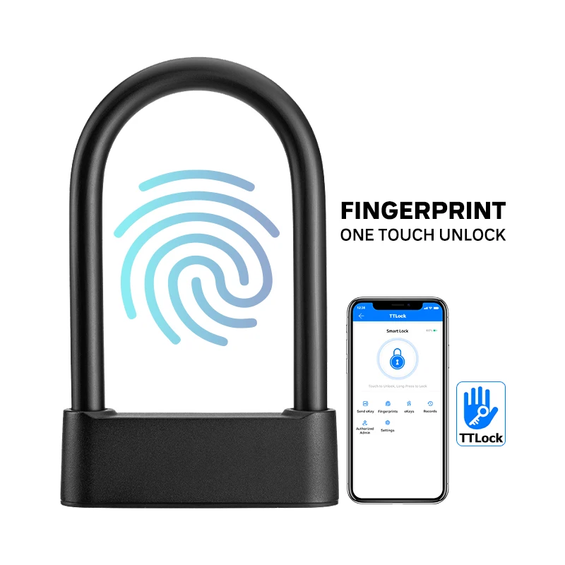 

Fingerprint padlock ttlock app safe Smart electronic lock Waterproof combination U-shaped Motorbike Bicycle Lock