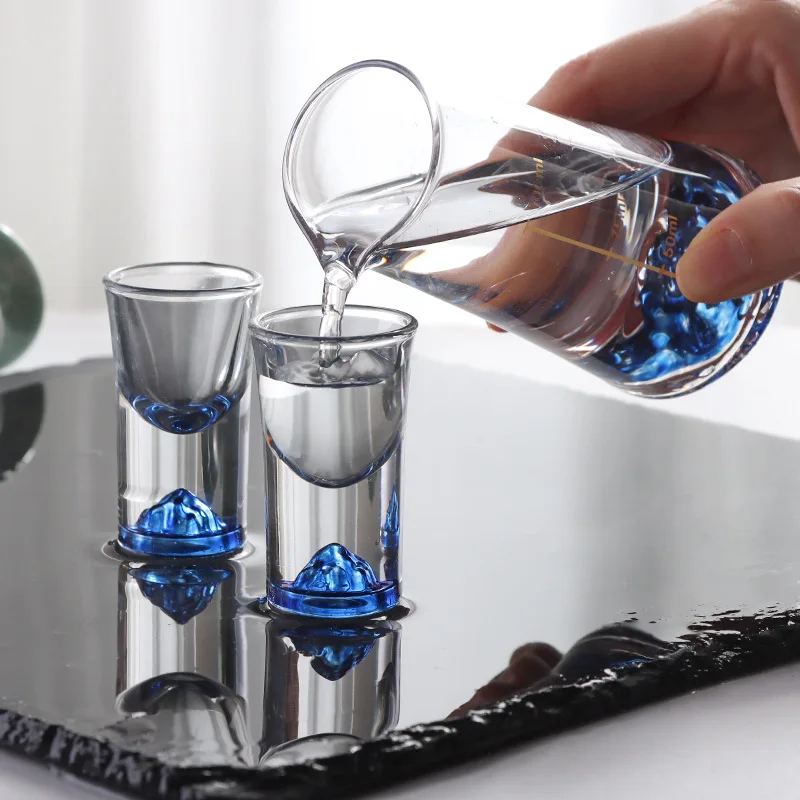 Crystal Liquor Vodka Shot Glass Blue Mountain Wine Glasses Whiskey Glass Spirits Japanese Sake Korean Soju Brandy Shot Cup