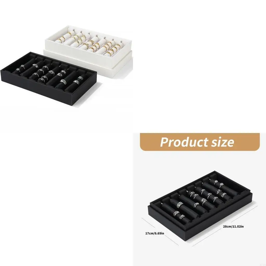 

Поднос для хранения колец с пылезащитной крышкой, элегантный ящик для хранения ювелирных изделий, органайзер для колец из кожи