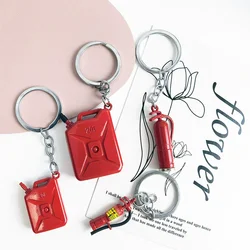 Creative Mini Fire Extinguisher Pendant Keychain Red Gasoline Bucket Keyrings For Men Accessories Motorcycling Gift Bag Charms