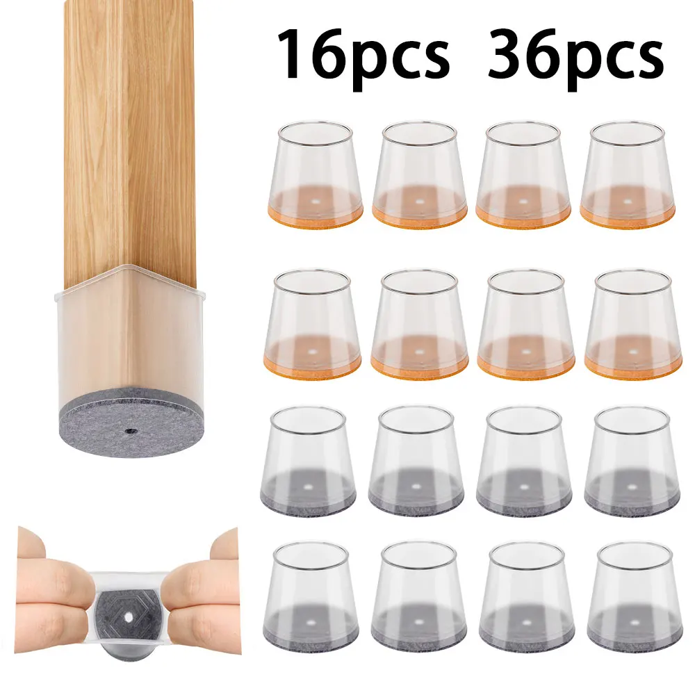 16/36Pcs Chair Leg Floor Protectors Chair Leg Protectors for Hardwood Floors Silicone Pads Covers to Protect Floors