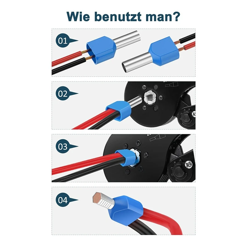 750Pcs Twin Wire Ferrules Kit Wire Terminal Ferrules Crimp Connector Twin Ferrules Dual Bootlace Ferrule Teminator Kit